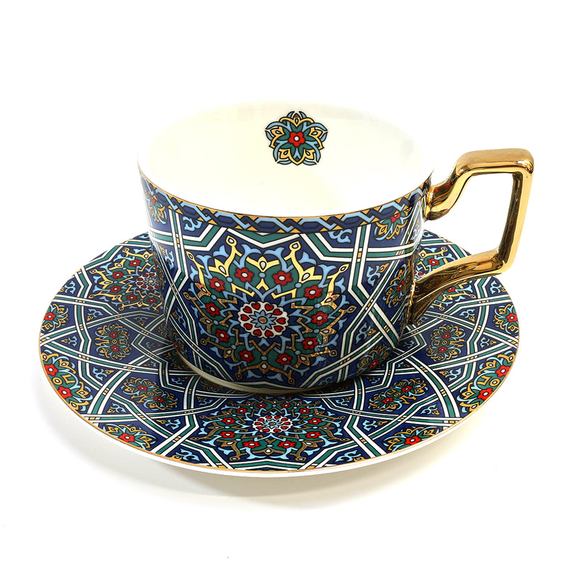 Colourful Mosaic Style Ceramic Mug & Dish Set