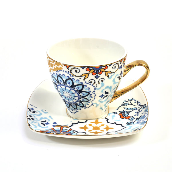 Floral Style Ceramic Mug & Dish Set