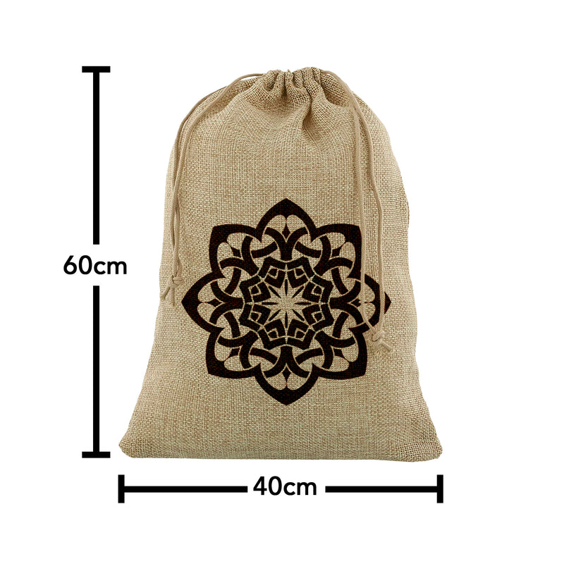 Medium Islamic Geometric Flower Hessian Eid Gift Sack (60x40cm)
