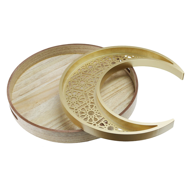 Wooden Twin Section Eid & Ramadan Food Serving Tray