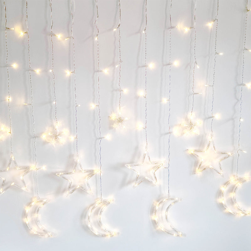 Moon & Star Battery-Operated LED Curtain Lights Garland - 1 Meter (EIDLI13)