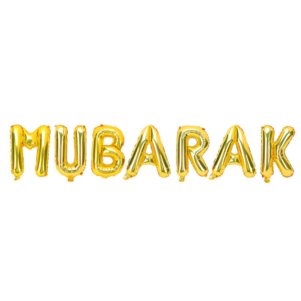 Gold 'Mubarak' Foil Letter Balloons