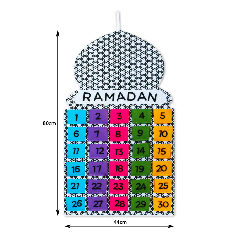 Geometric Mosque Shape Multicolour Pocket Felt Ramadan Advent Calendar