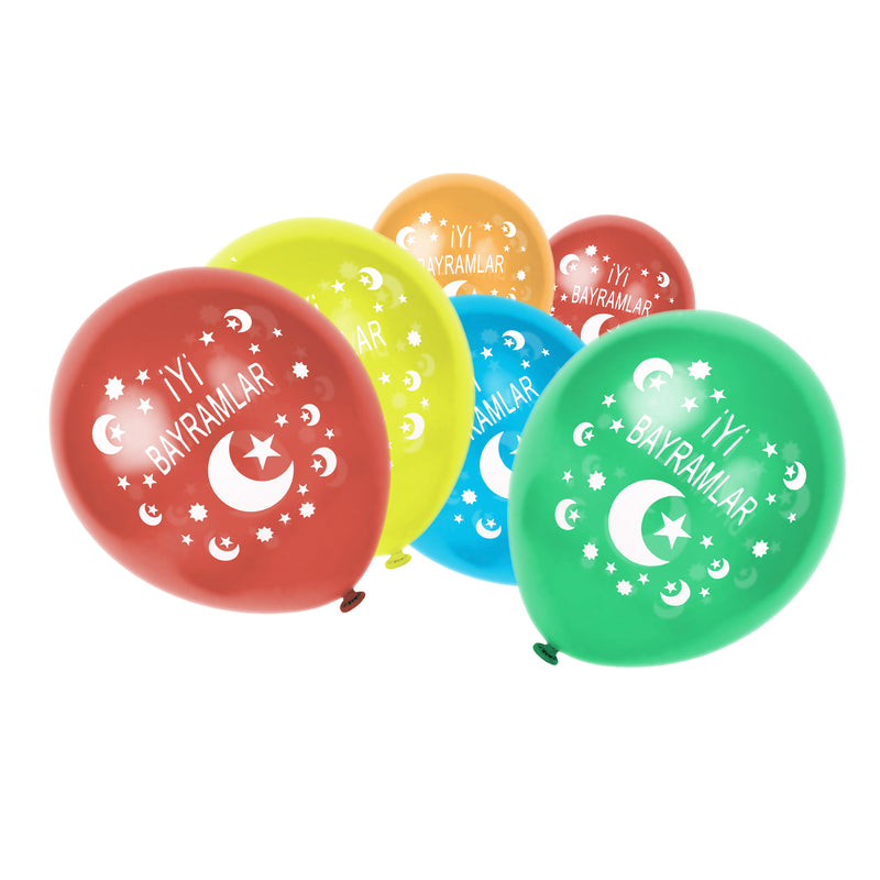 Multicolour İyi Bayramlar Turkish Eid Balloons, Gold Foil Balloons & Bunting Set