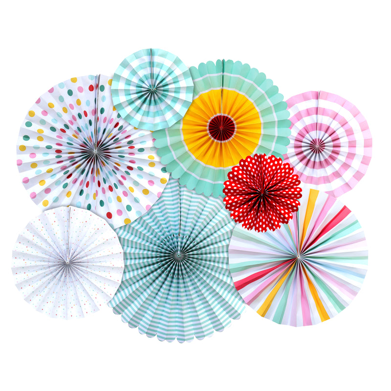 Eid Mubarak Pastel Paper Hanging Fans, Lantern Bunting & Balloons Set