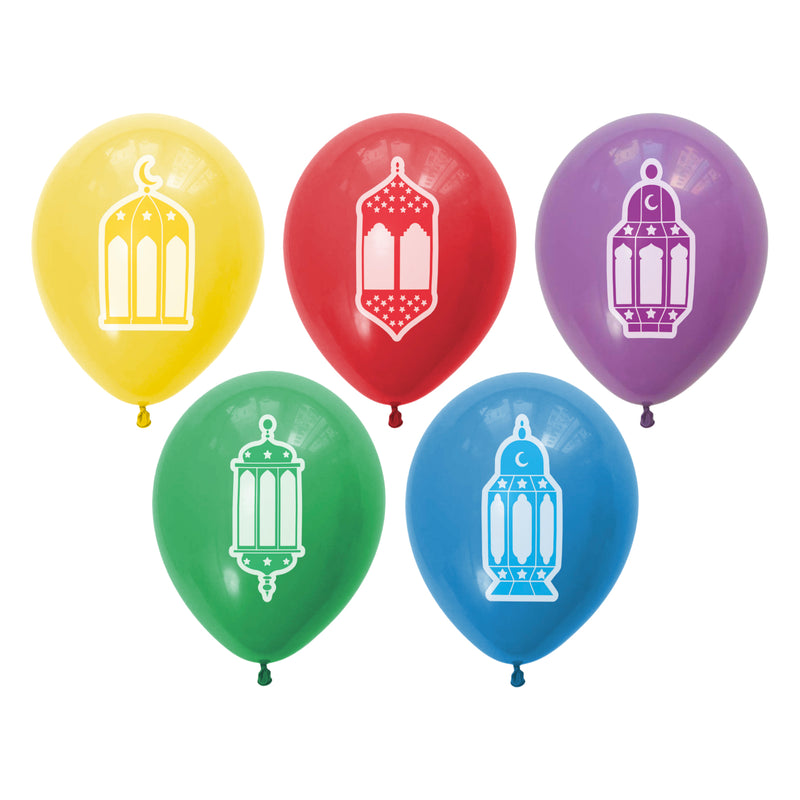Multicolour Lantern Eid Mubarak Bunting & 10 Multicolour Lantern Balloons Set