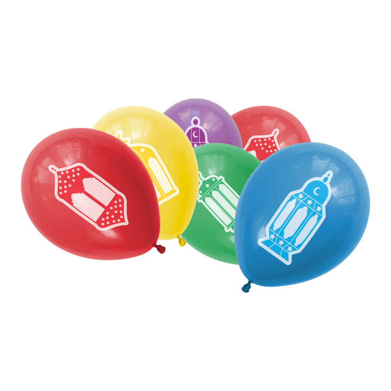 Multicolour Lantern Eid Mubarak Bunting & 10 Multicolour Lantern Balloons Set