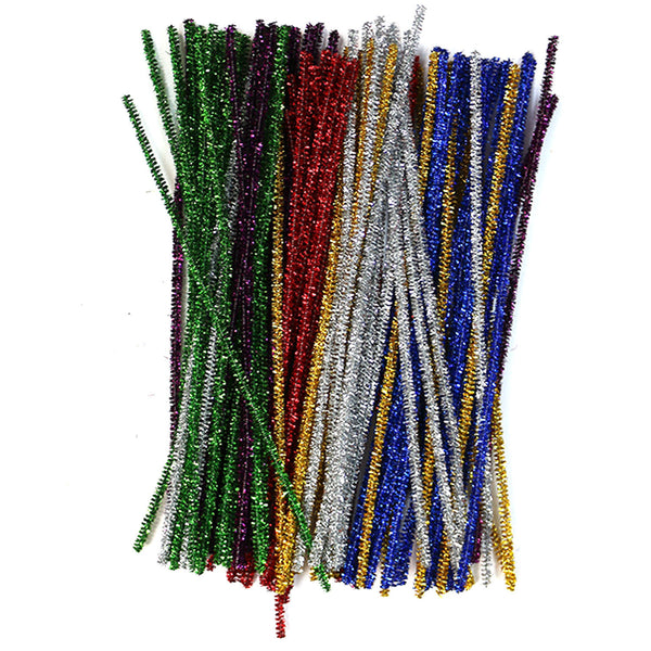 Pack of 100 Multicolour Tinsel Eid Arts & Craft Pipe Cleaners