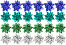 24 x Gift Bows Mini Foil Blue, Silver, Green & Turquoise Self Adhesive - 4cm
