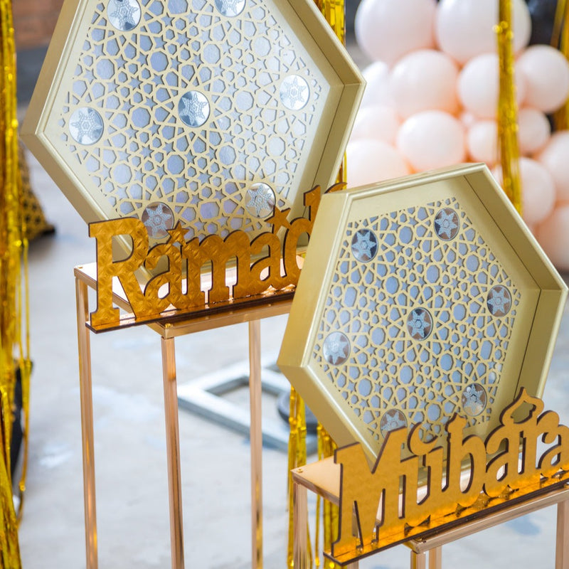 Gold Wooden "Ramadan Mubarak" Decoration Letters / Table Centre Pieces