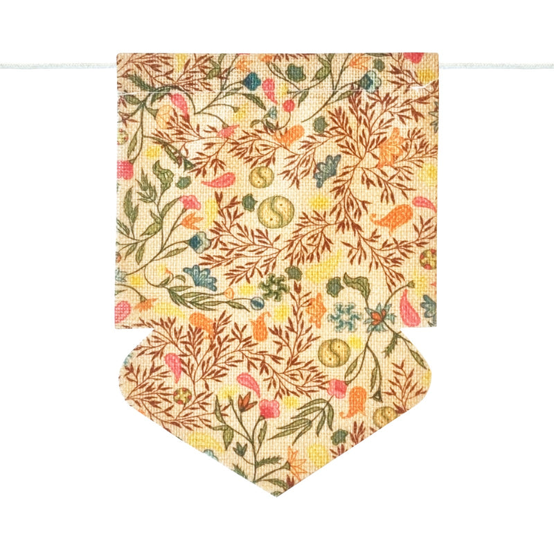 South Asia Paisley Pattern Natural Hessian Pennant Bunting - 2m