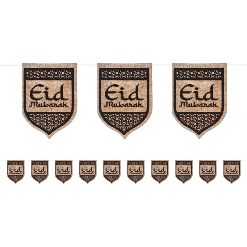Geometric Hessian 'Eid Mubarak' Bunting, Scroll & Balloons Set (Set 22-6)