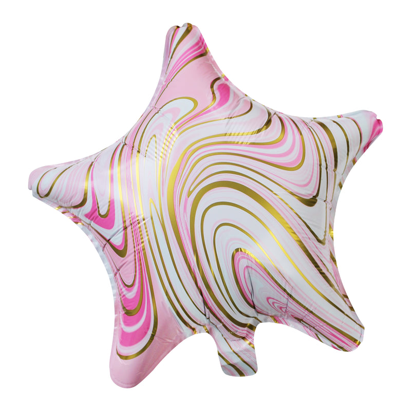 Pack of 2 Pink Marble Star Eid & Ramadan Foil Balloon (45cm)
