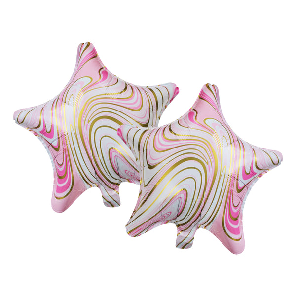 Pack of 2 Pink Marble Star Eid & Ramadan Foil Balloon (45cm)