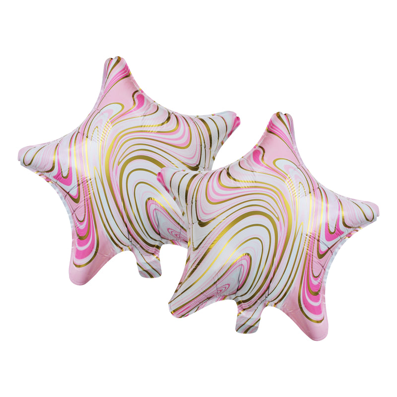 Pack of 2 Pink Marble Star Eid & Ramadan Foil Balloon (45cm)