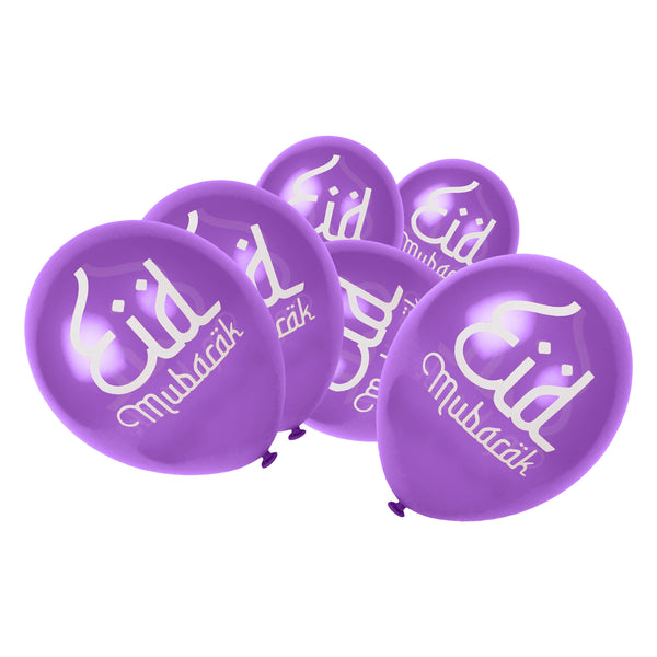 Eid Mubarak Latex Party Balloons - Purple