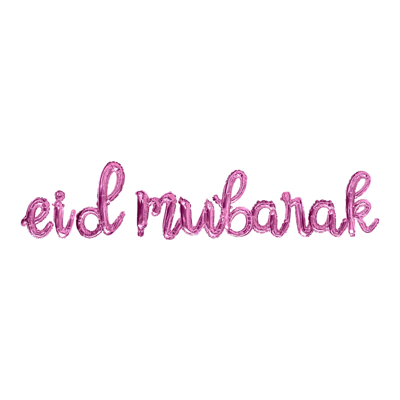 Pink Calligraphy 'Eid Mubarak' Foil Letter Balloons