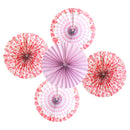 Set of 5 Pink Floral Eid & Ramadan Hanging Concertina Fans Decorations