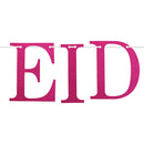 Pink Glitter Letter Eid Mubarak Hanging Bunting Decoration - 2 meters