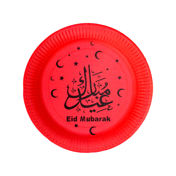 Red Arabic 'Eid Mubarak' Party Paper Plates (10 Pack)