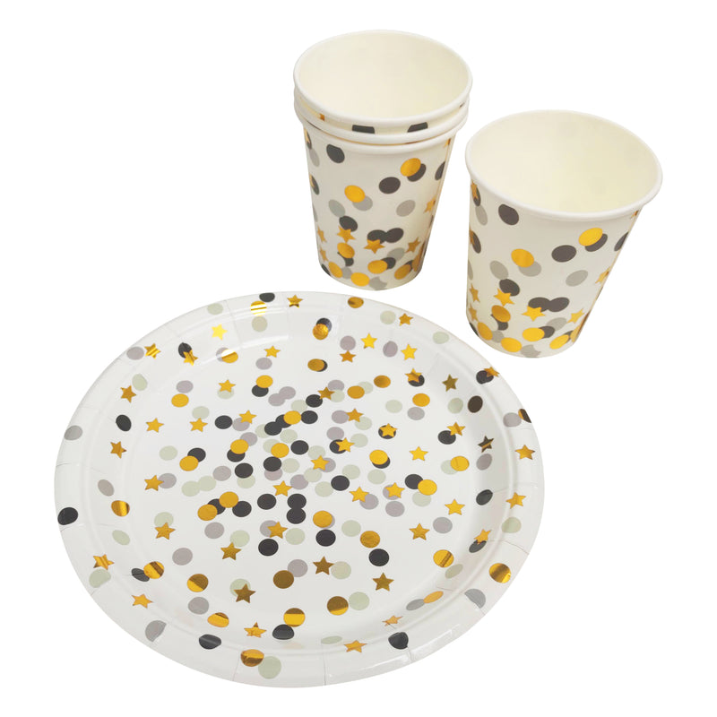 Star & Polka Dot Paper Plates & Cups Set (10x Plates, 10x Cups)