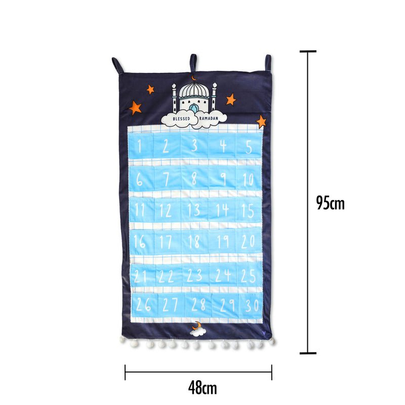 Navy & Light Blue Mosque Fabric Ramadan Advent Calendar