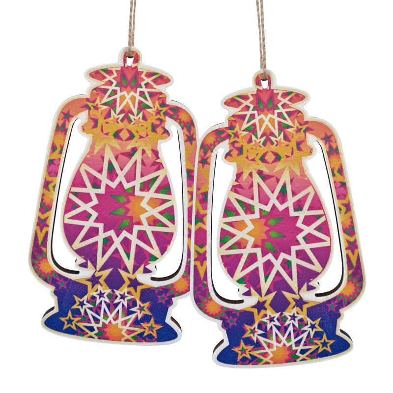 Multicolour 'Eid Mubarak' Bunting, Honeycombs & Wooden Lanterns Set (Set 22-16)