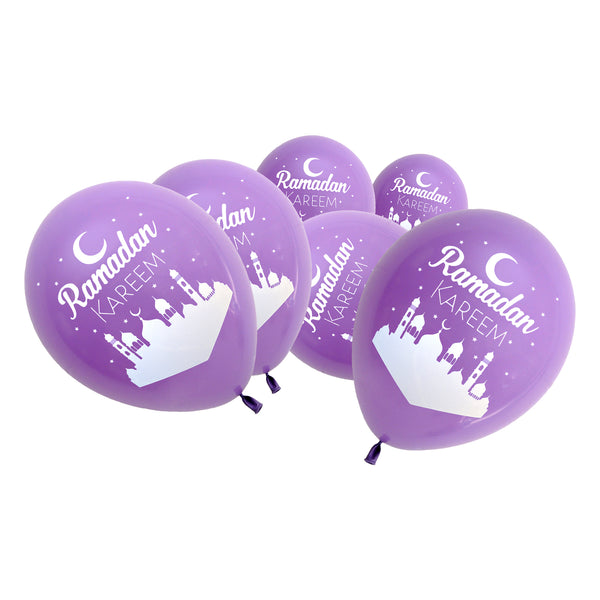 Purple/Lilac Ramadan Kareem Mosque Balloons (15 Pack)