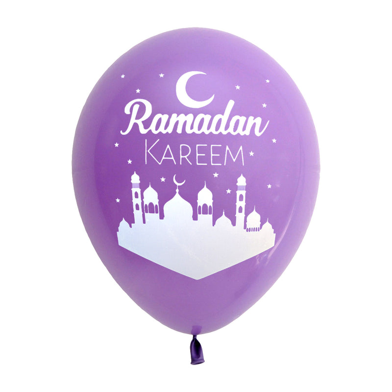 Purple/Lilac Ramadan Kareem Mosque Balloons (15 Pack)