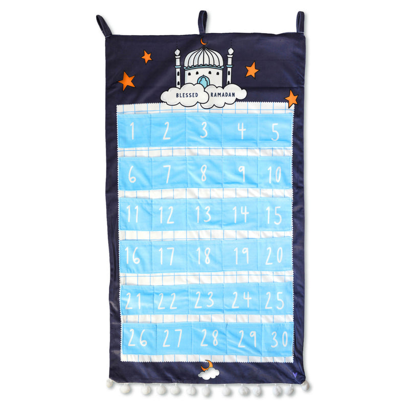 Navy & Light Blue Mosque Fabric Ramadan Advent Calendar