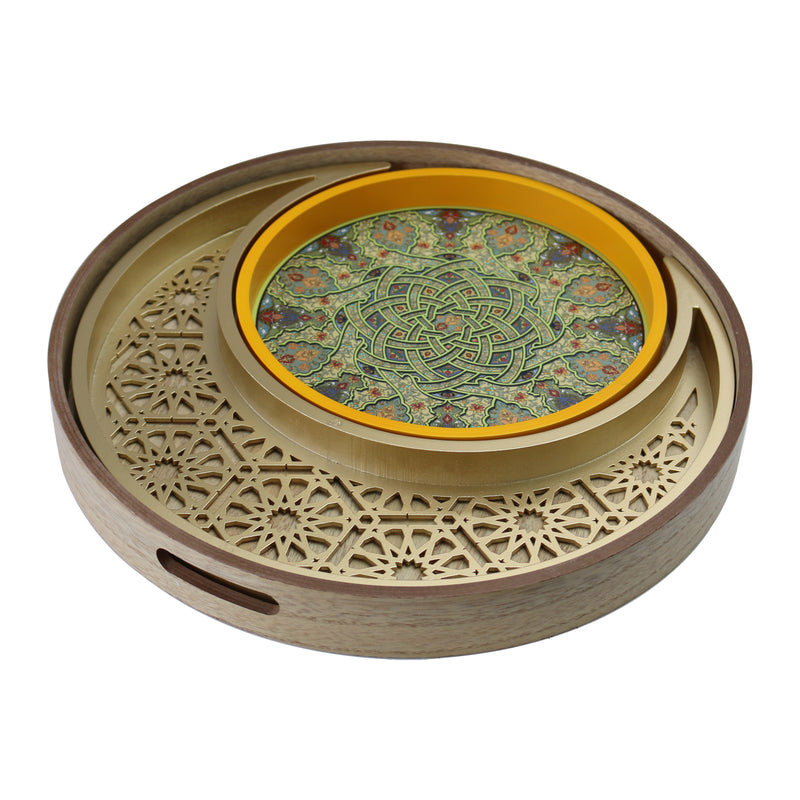 Wooden Twin Section Eid & Ramadan Food Serving Tray