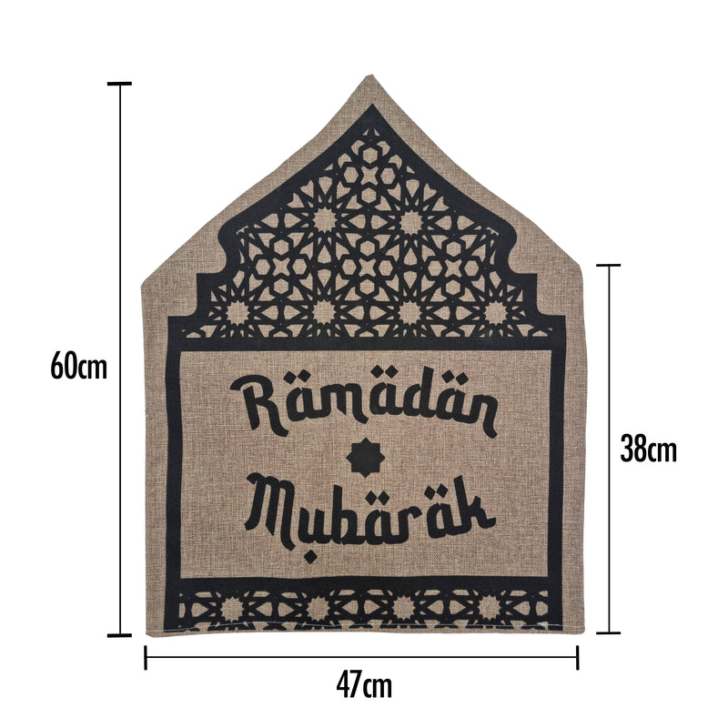 Pack of 6 Geometric 'Ramadan Mubarak' Ornate Hessian Chair Covers