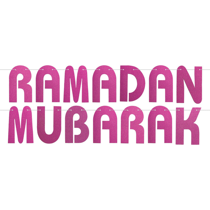 Pink 'Ramadan Mubarak' Bunting, Balloon & Colourful Lanterns Set 32/21