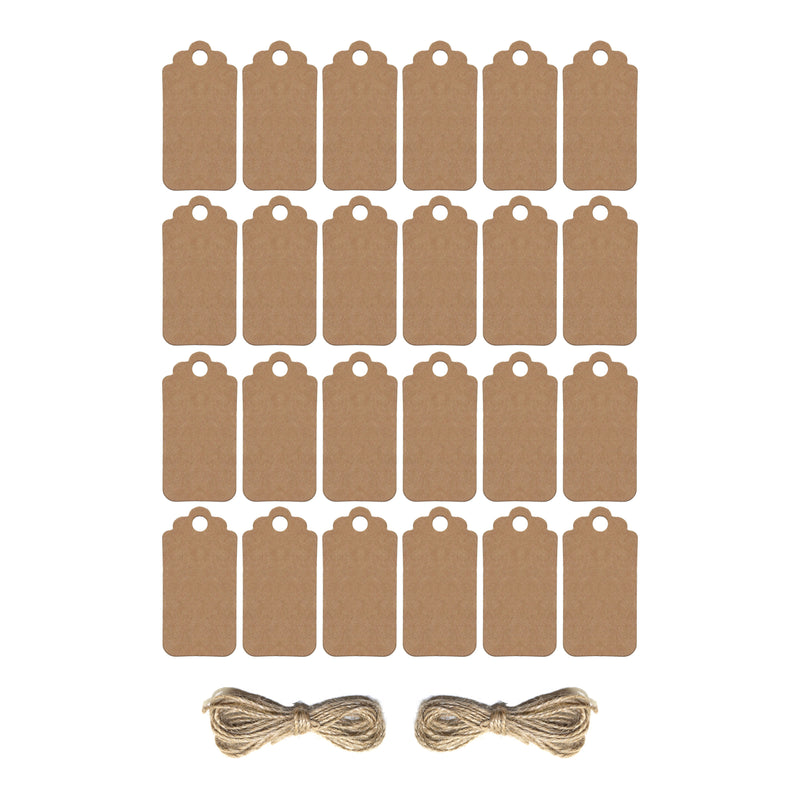 Pack of 24 Plain Rustic Eid Gift Labels with Twine