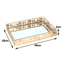 Golden Metal & Mirror Eid & Ramadan Large Rectangle Serving Tray(757-1)