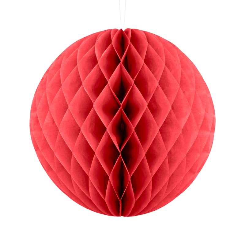 Pack of 2 Red Paper Hanging Honeycomb Sphere Balls Eid Party Decoration