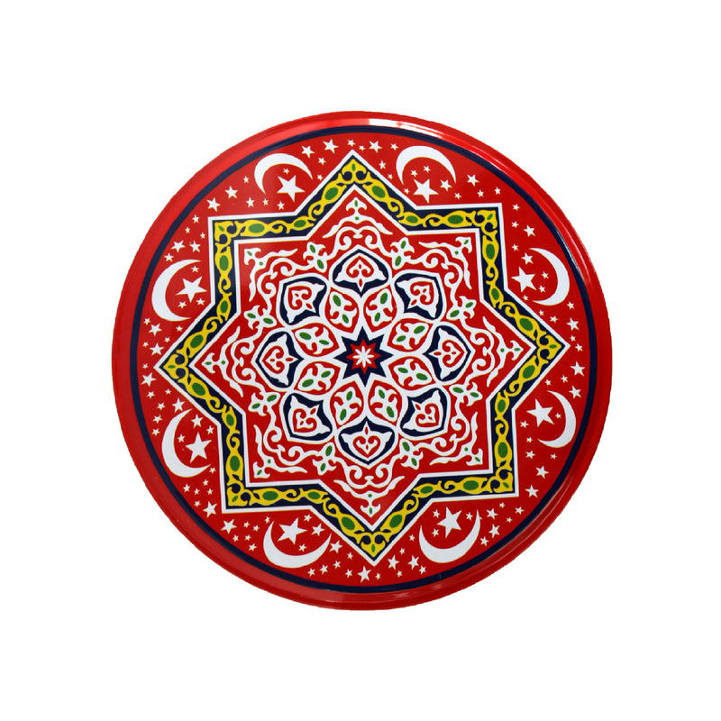 Set of 3 Red Small, Medium & Large Moon & Stars Decorative Iftar Treat Tins