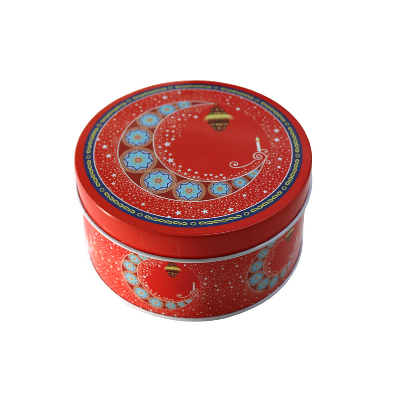 Set of 4 Red Moon & Lantern Decorative Iftar Treat Tins