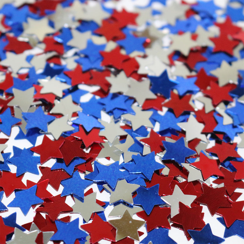Red, Blue & Silver Metallic Star Shaped Eid Table Confetti