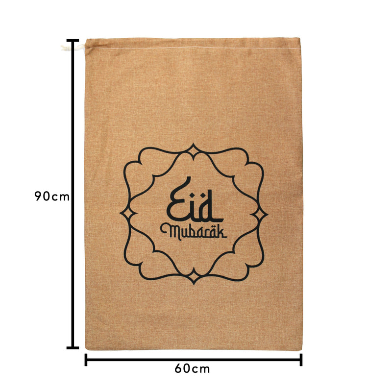 Extra Large Eid Mubarak Hessian Eid Gift Sack (90x60cm)