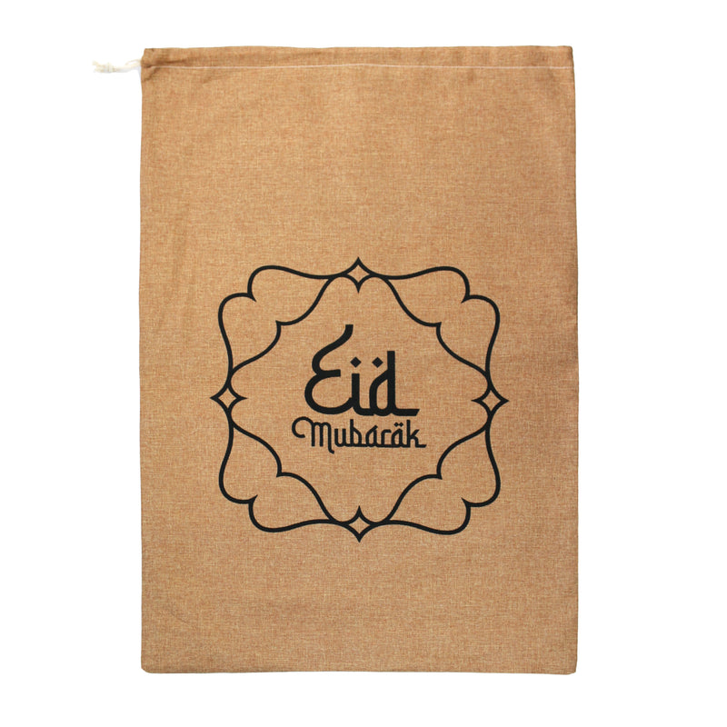 Extra Large Eid Mubarak Hessian Eid Gift Sack (90x60cm)