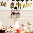 Glossy Black Eid Mubarak Calligraphy & Lantern Cake Topper