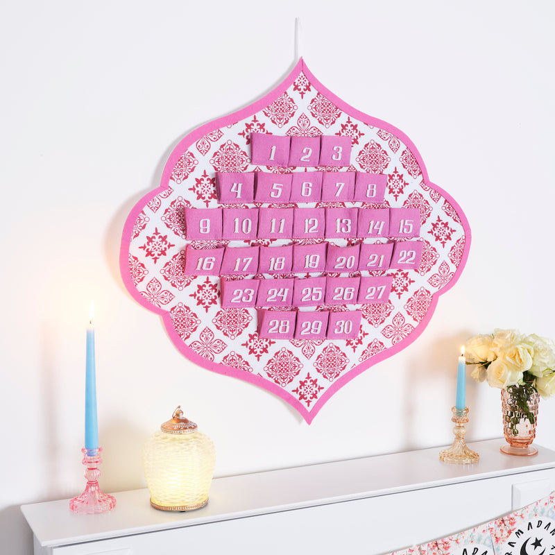 Pink & White Pattern Pocket Felt Ramadan Calendar - B Stock, Slight imperfections