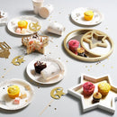 Wooden Round Star Mirrored Eid & Ramadan Food Serving Tray - Gold(757-14)