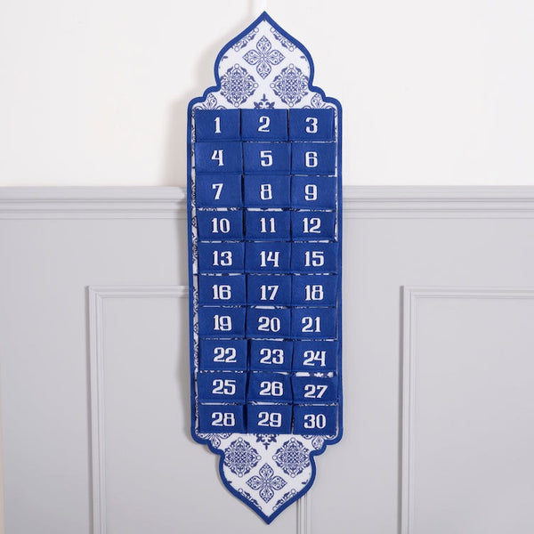 Blue & White Ottoman Style Pocket Felt Ramadan Advent Calendar