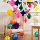 Pack of 2 Blue Paper Hanging Honeycomb Lanterns Eid Party Decoration