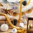 Pack of 4 Paper Hanging Lanterns - White & Gold Polka Dot
