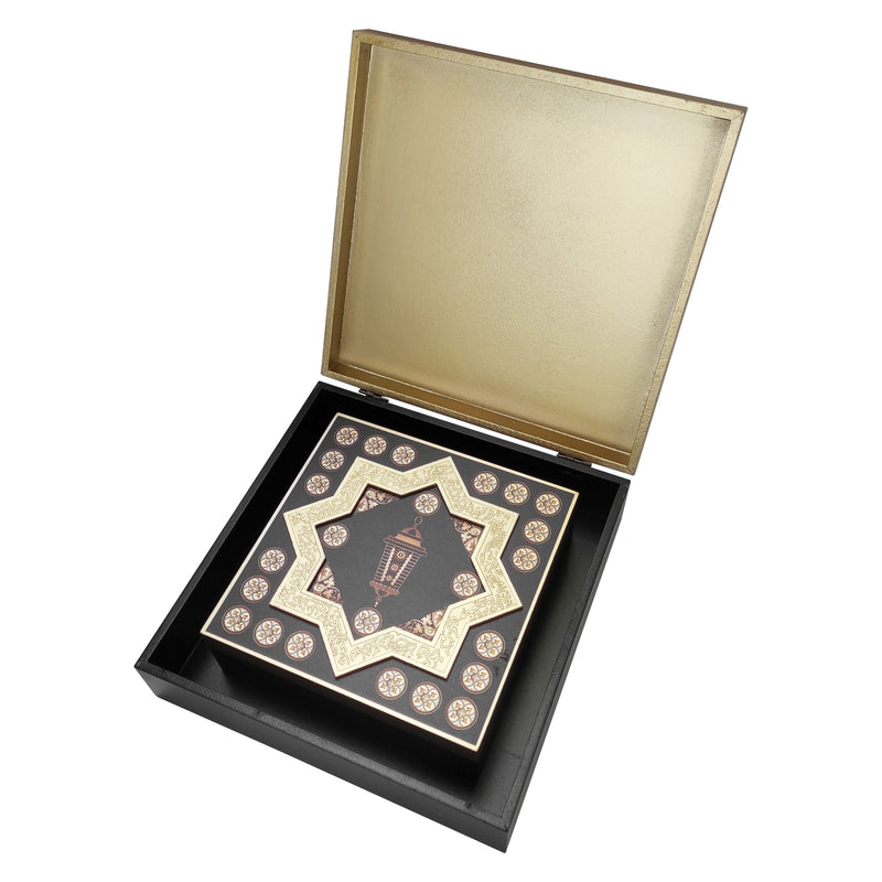 Set of 2 Wooden 8-Point Star Square Eid & Ramadan Storage Boxes (Design Sent at Random)