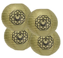 Pack of 4 Crescent Moon Geometric Pattern Paper Hanging Lanterns - Gold