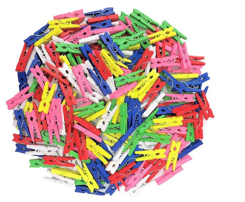 100 Multicoloured Wooden Arts and Crafts Pegs